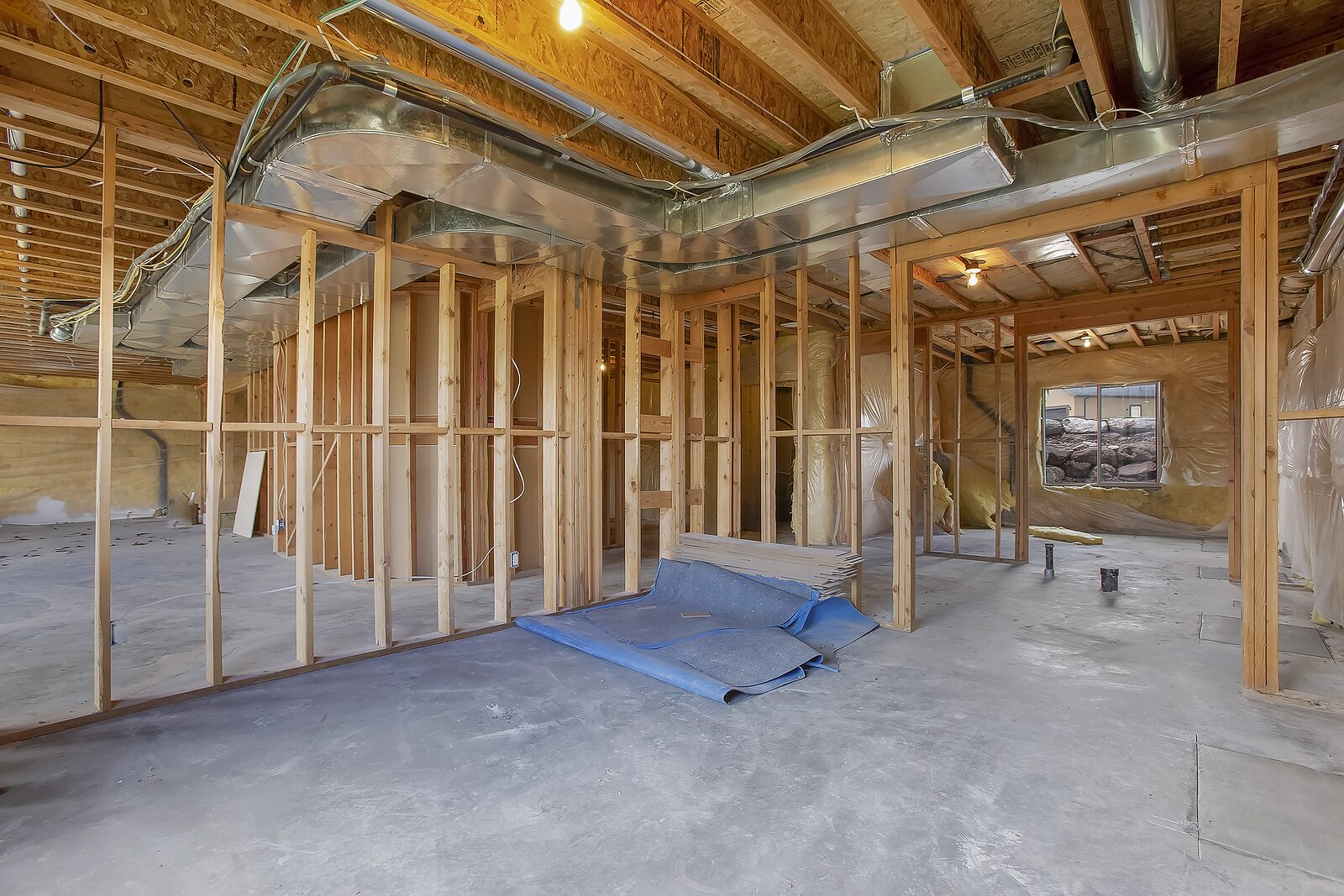 Ducted air conditioning installation in new build