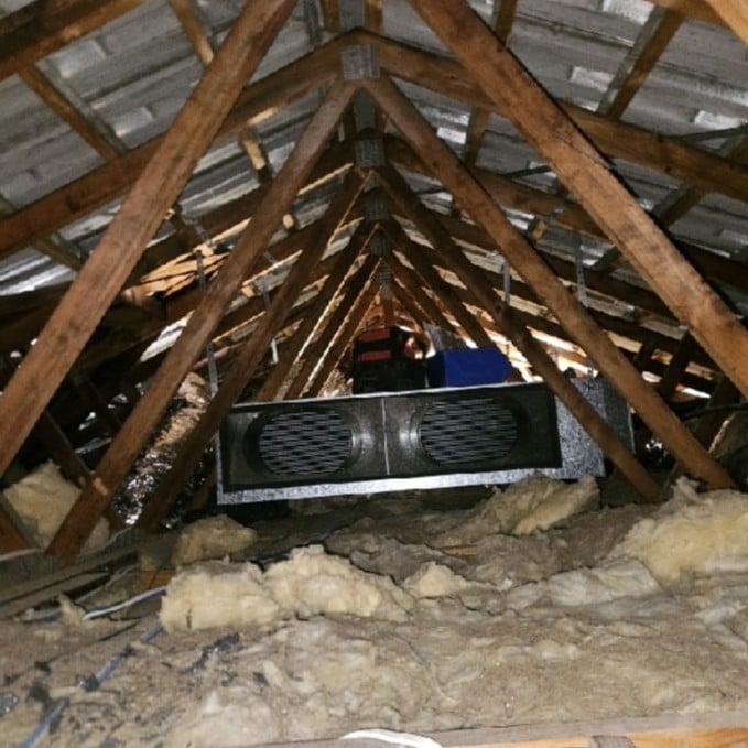 Daikin ducted indoor unit suspended in the roof space of a St Andrews home.