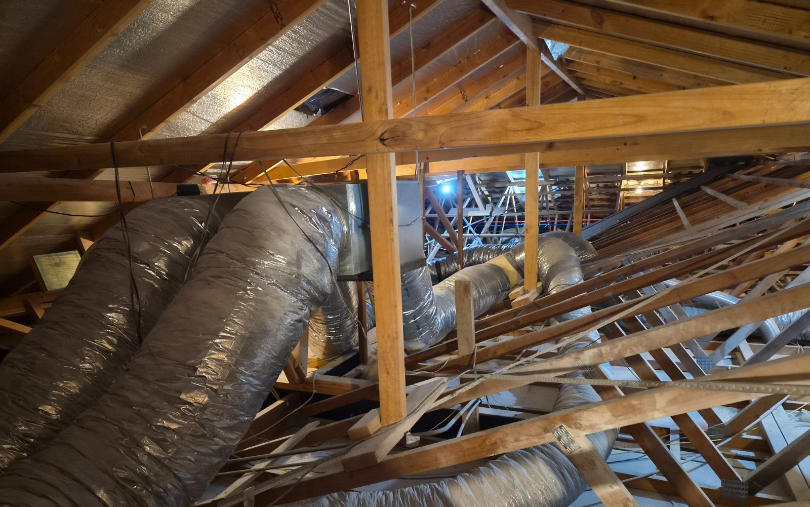 Ducted air conditioning ductwork in the roof space of a Mount Druitt home.